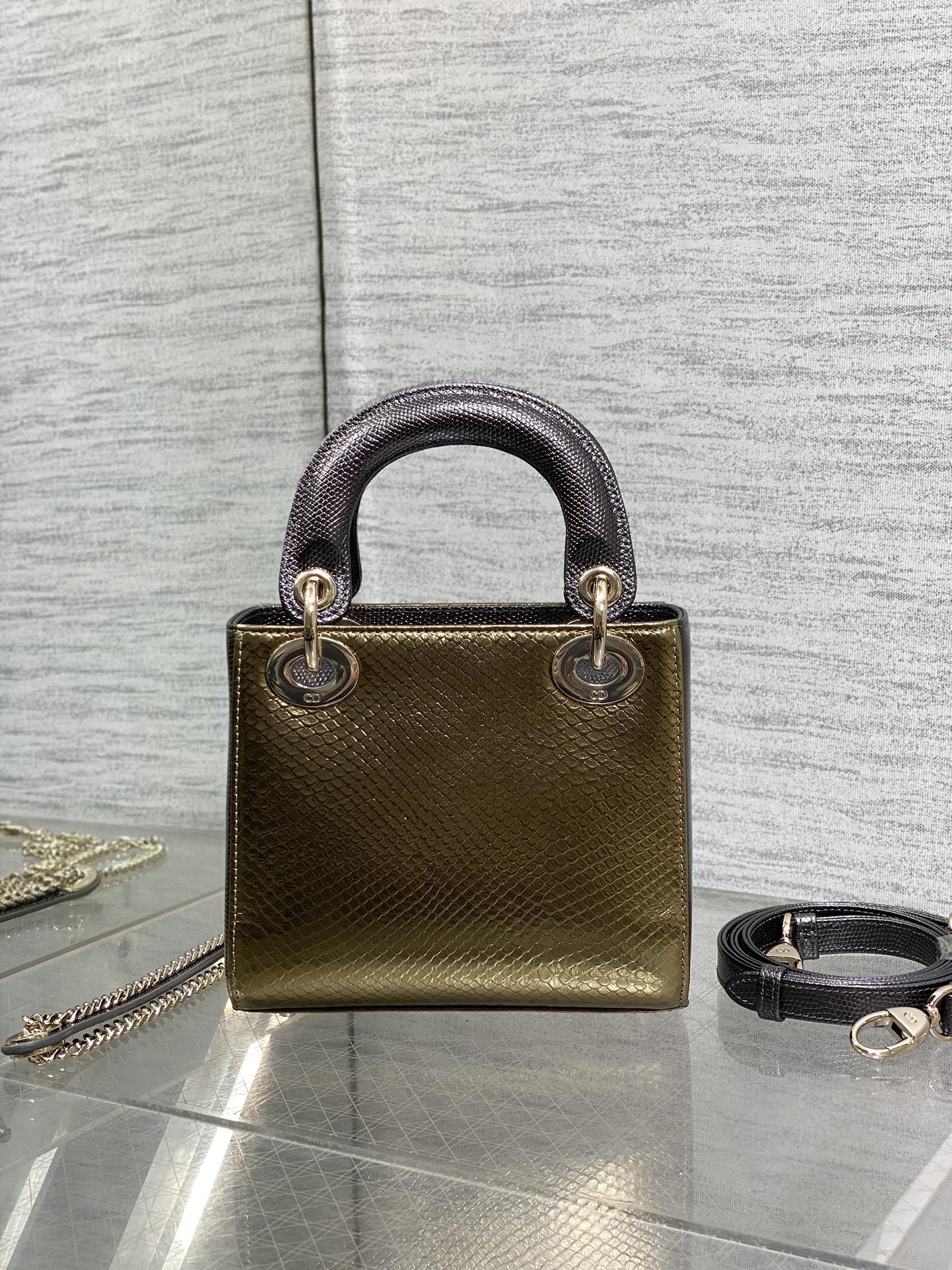 DIOR MINI 17 LADY BAG IN GOLD METALLIC LAMBSKIN