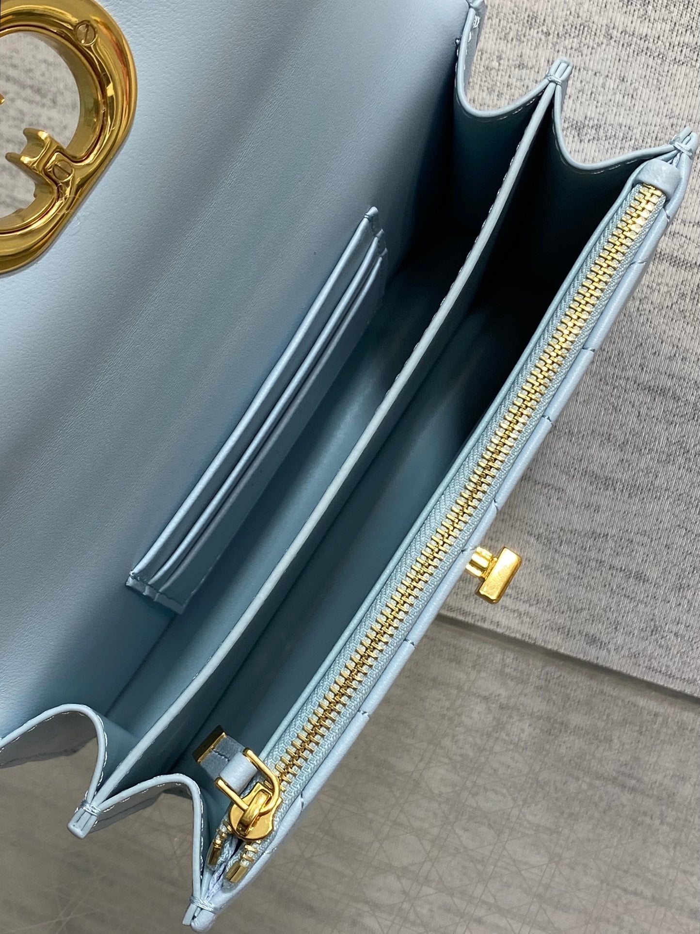 DIOR MISS CARO MINI BAG 17 IN BABY BLUE MACROCANNAGE LAMBSKIN