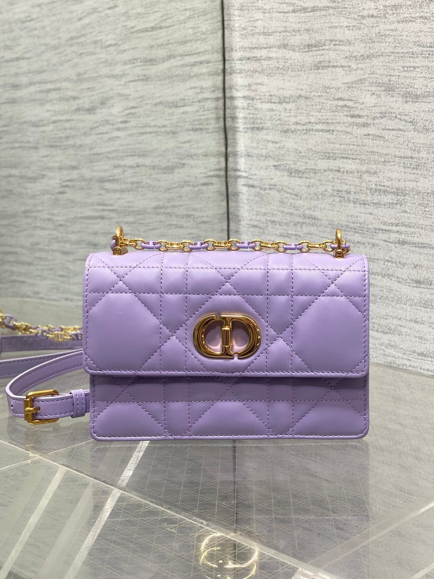 DIOR MISS CARO MINI BAG 17 IN BABY PURPLE MACROCANNAGE LAMBSKIN
