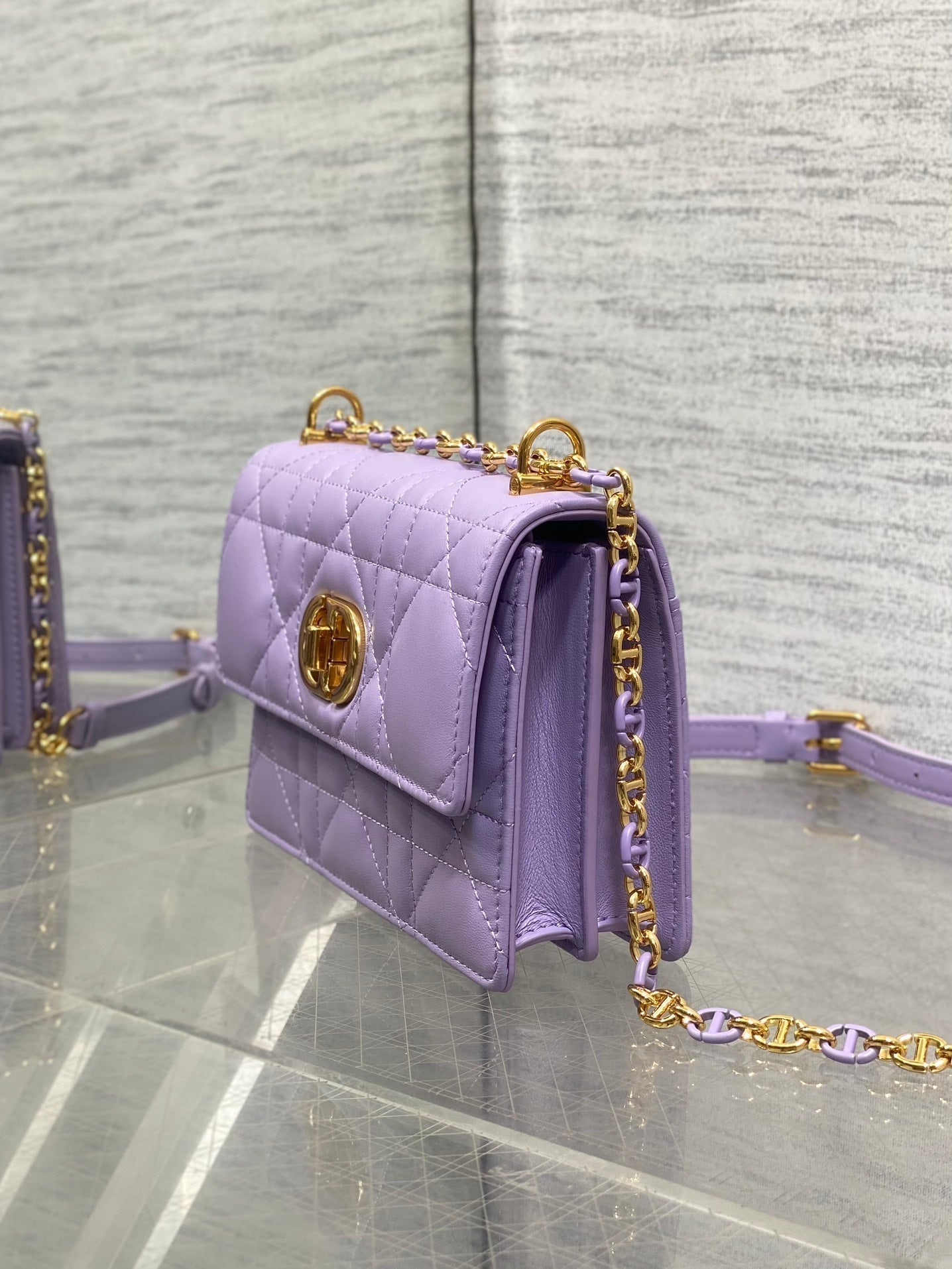 DIOR MISS CARO MINI BAG 17 IN BABY PURPLE MACROCANNAGE LAMBSKIN