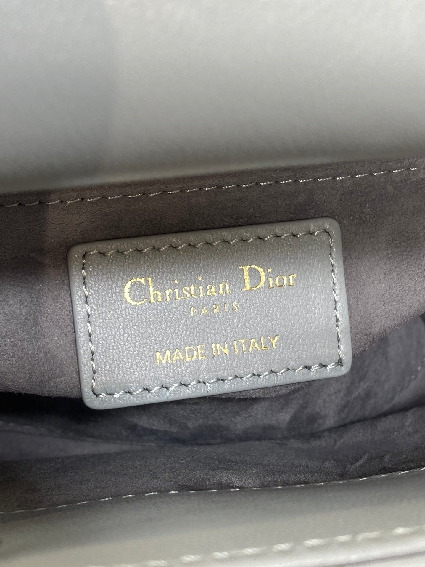 DIOR 25S MINI LADY  BAG 17 IN DARK GRAY CALFSKIN CHARM CRYSTAL EMBELLISHMENTS