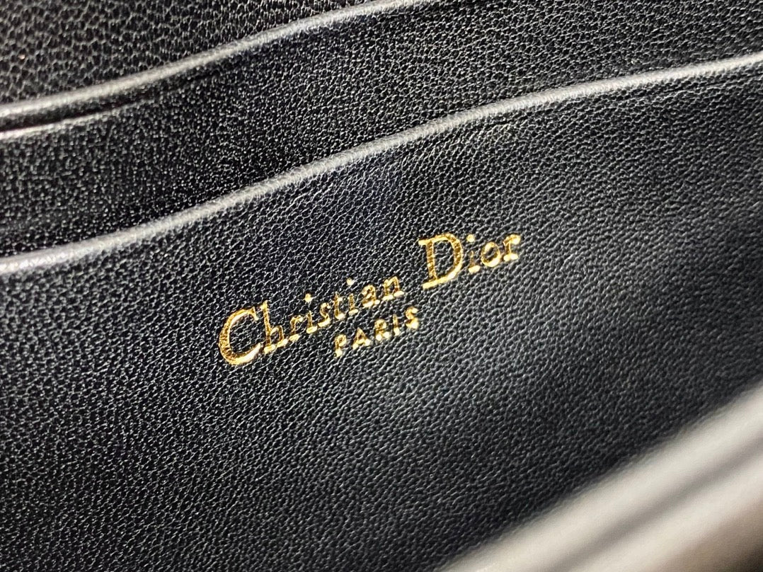 DIOR 25S  TALK PHONE POUCH 21 IN BLACK CANNAGE LAMBSKIN SILVER HARDWRE