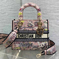 DIOR 25S SMALL LADY D-LITE BAG 24 IN PINK CANVAS  BUTTERFLY