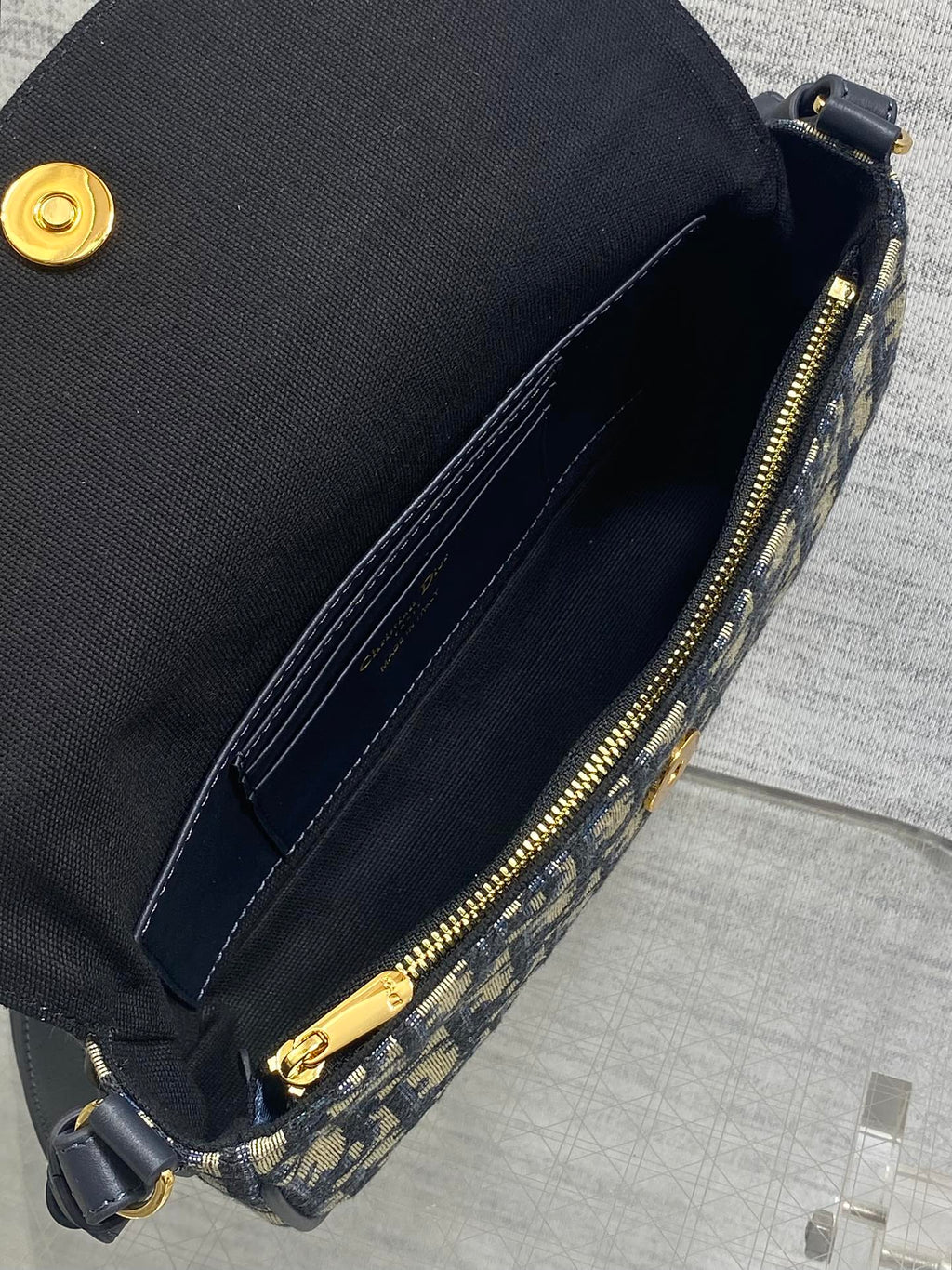 DIOR 25S 30 MONTAIGNE AVENUE BAG 23 IN BLUE CANVAS  OBLIQUE JACQUARD