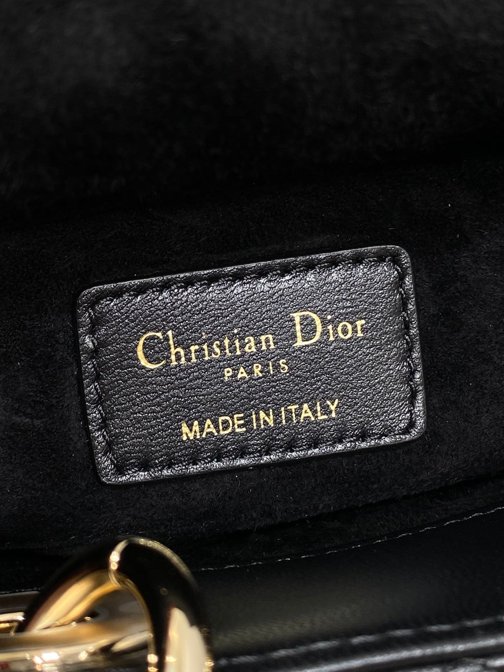 DIOR 25S MICRO LADY D-JOY 19 IN BLACK CALFSKIN GOLD HARDWARE