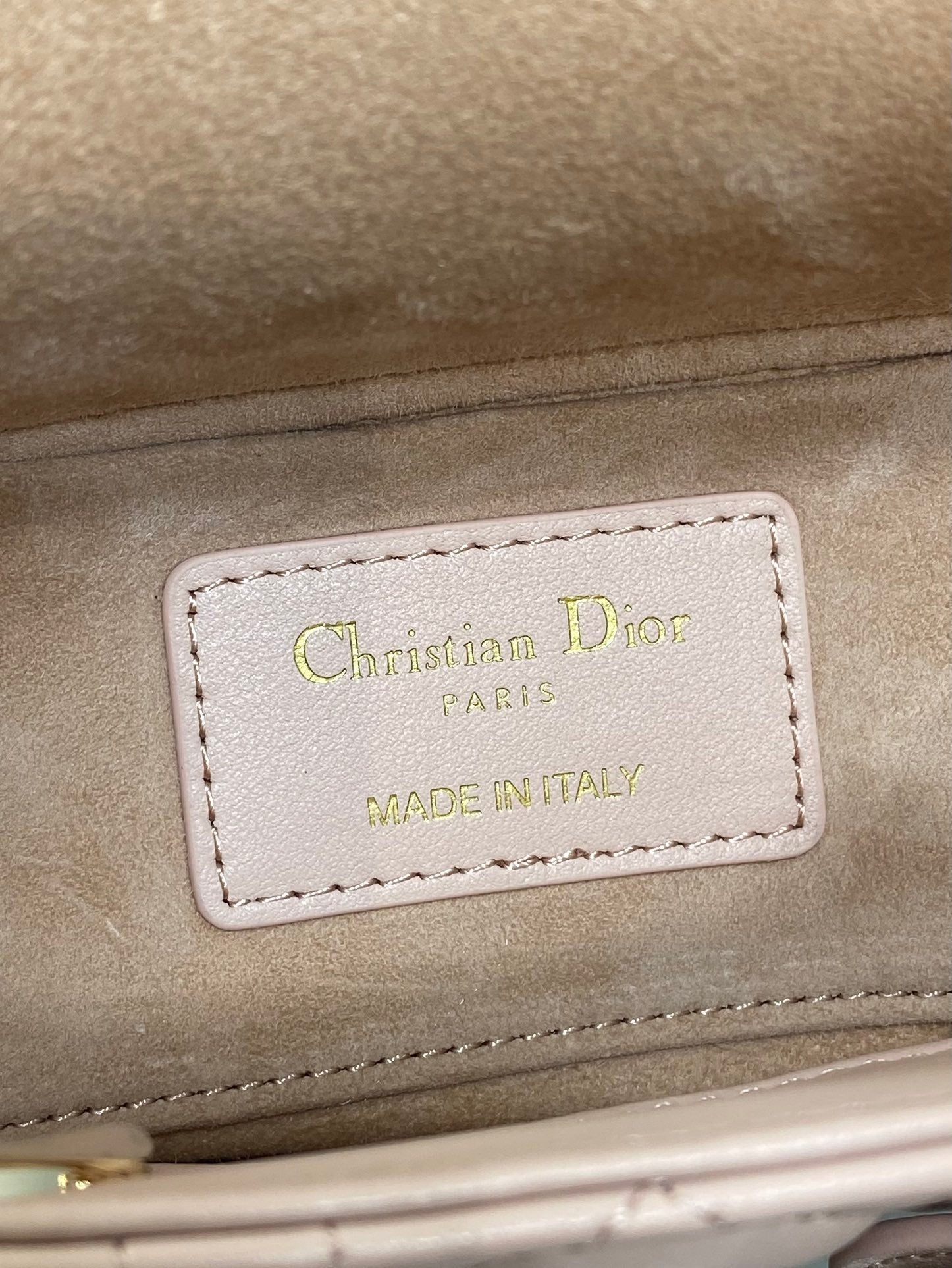 DIOR 25S MICRO LADY D-JOY 19 IN BABY PINK CALFSKIN GOLD HARDWRE