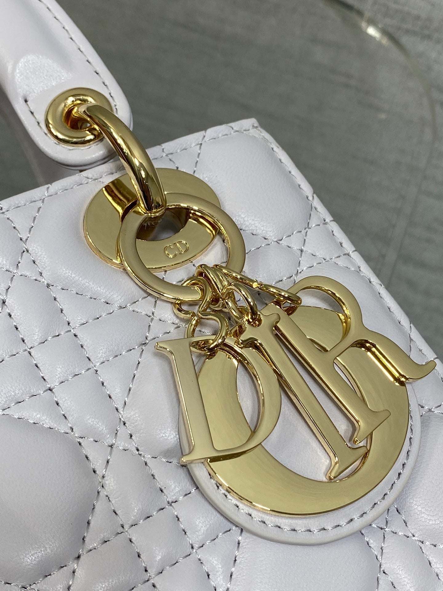 DIOR 25S LADY  BAG 20 IN LILAC CANNAGE CALFSKIN GOLD HARDWRE