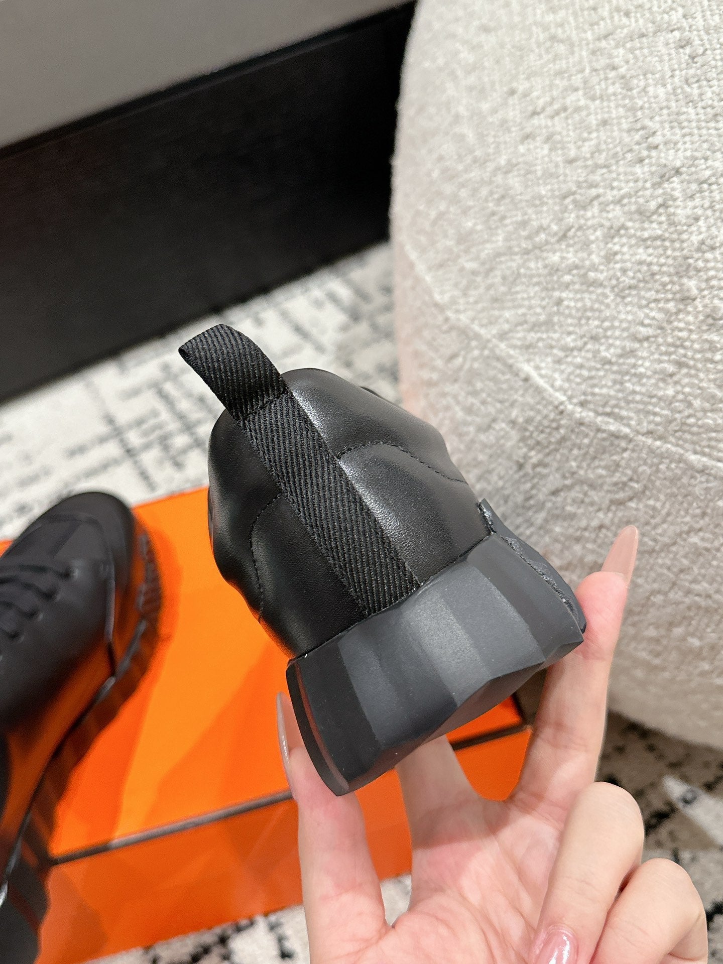 HERMES BOUNCING SNEAKER IN FULL BLACK CALFSKIN