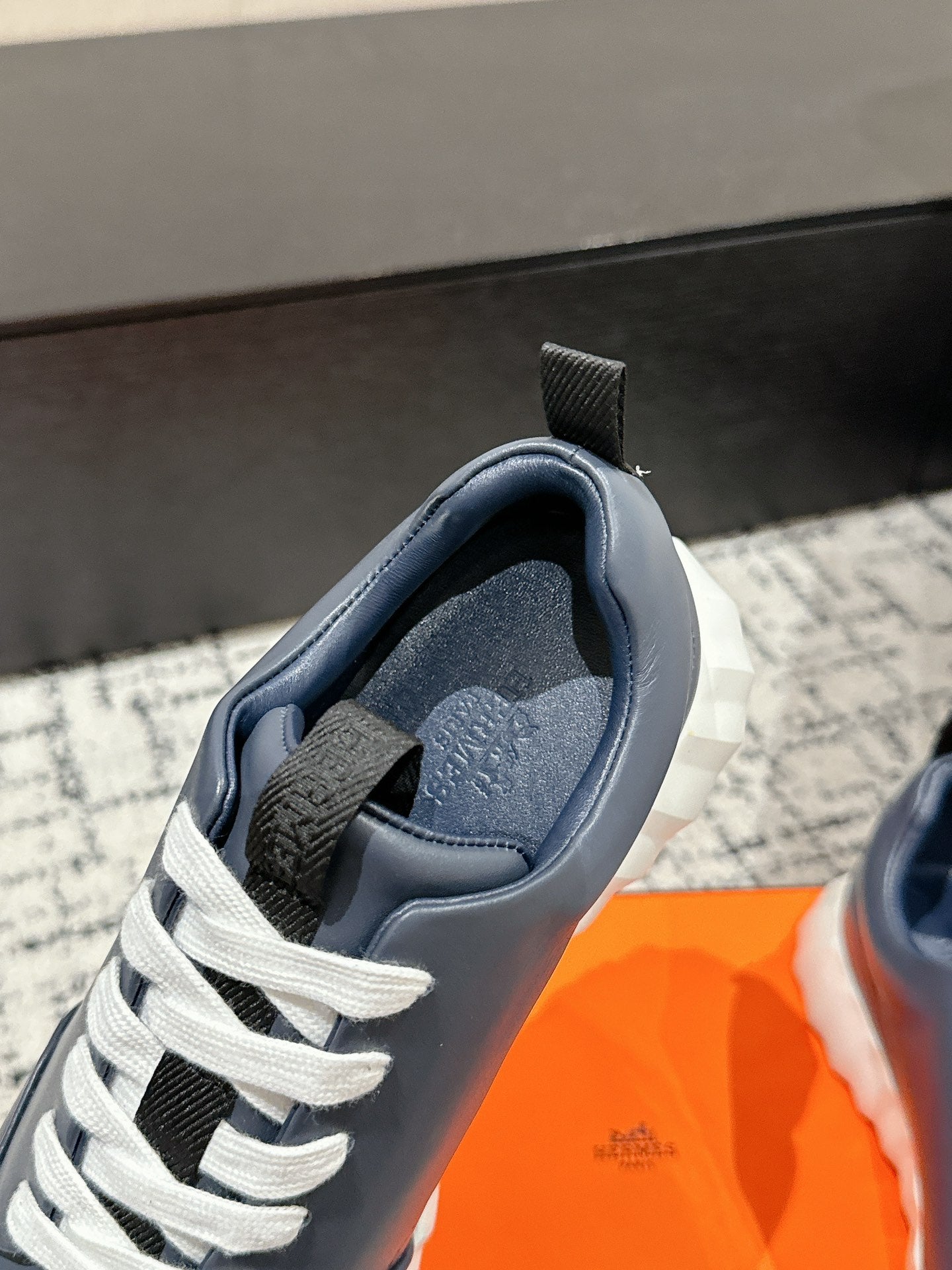 HERMES BOUNCING SNEAKER IN SPACE BLUE CALFSKIN