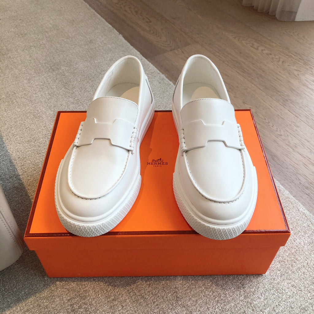 HERMES IKE SLIP-ON SNEAKER WHITE CALFSKIN