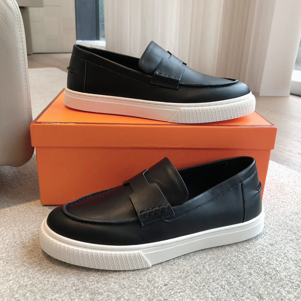 HERMES IKE SLIP-ON SNEAKER BLACK CALFSKIN