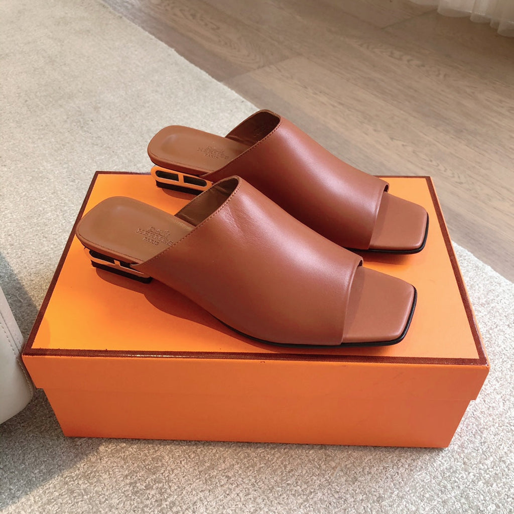 HERMES ICONIQUE 25 SANDAL CARAMEL CALFSKIN