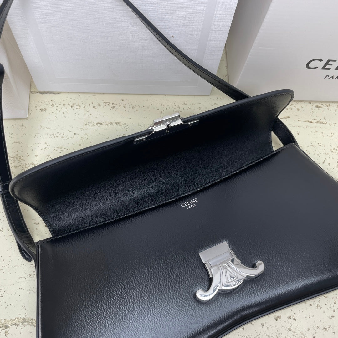 CELINE LOLA BAGUETTE BAG 28 IN BLACK SHINNY CALFSKIN