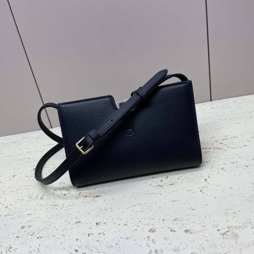 CELINE MINI 18 STRAP POCHETTE IN BLACK SUPPLE CALFSKIN