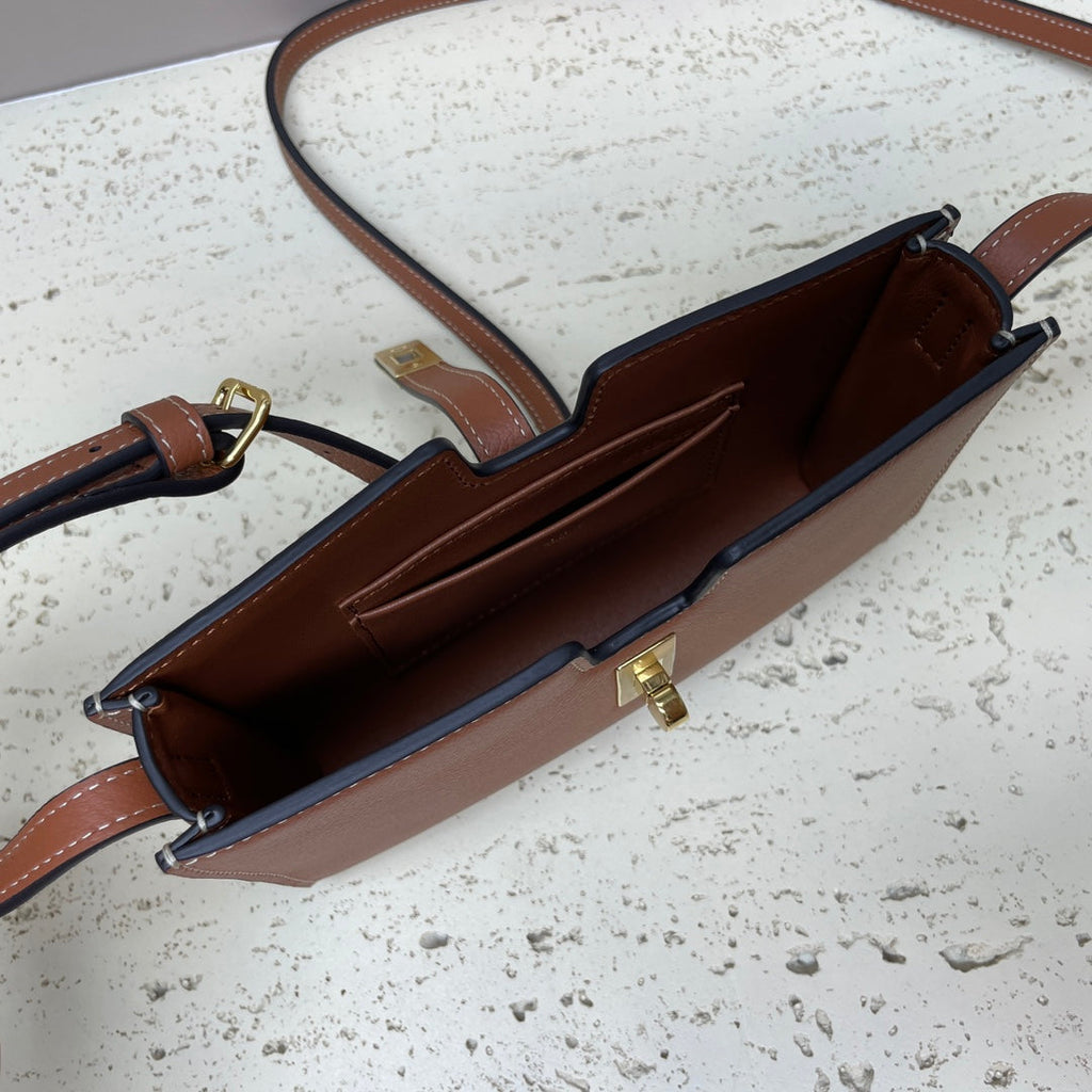 CELINE MINI 18 STRAP POCHETTE IN BRONZE BROWNN SUPPLE CALFSKIN
