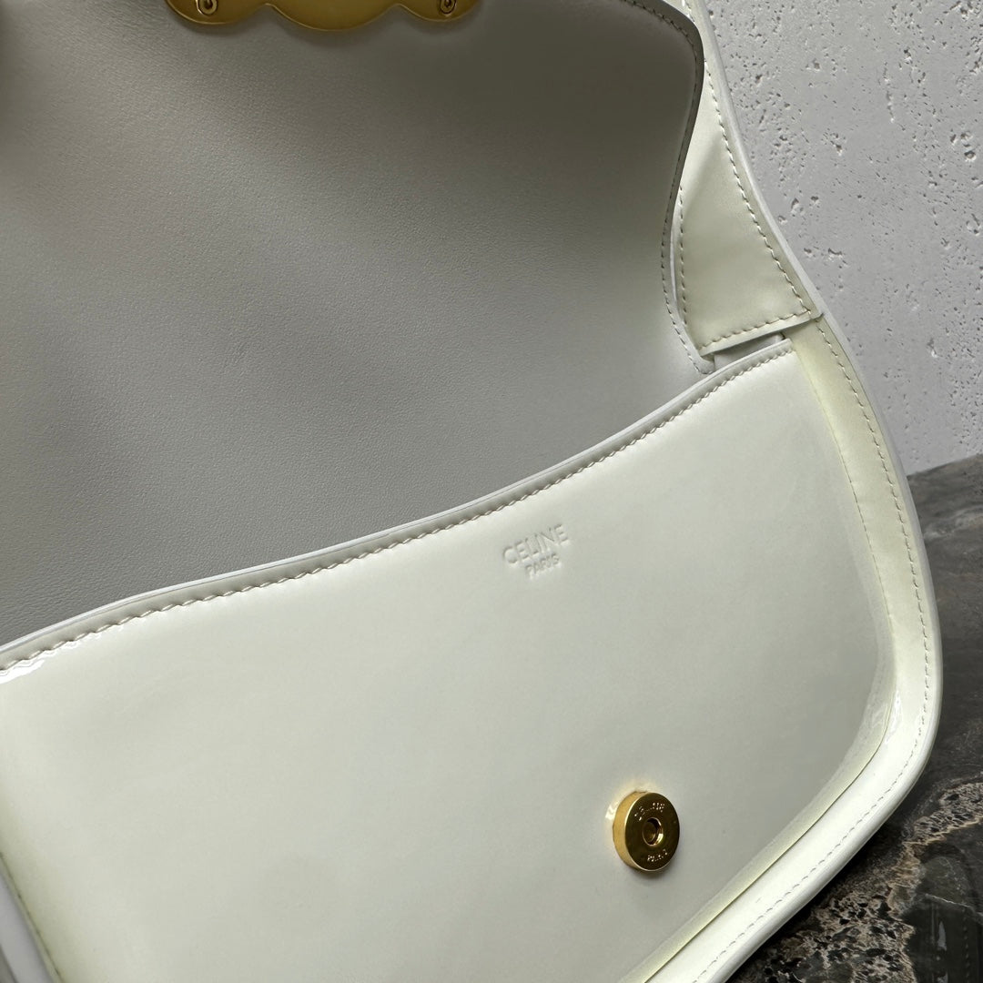 CELINE SHOULDER 20 BAG TERENCE IN WHITE PATENT CALFSKIN