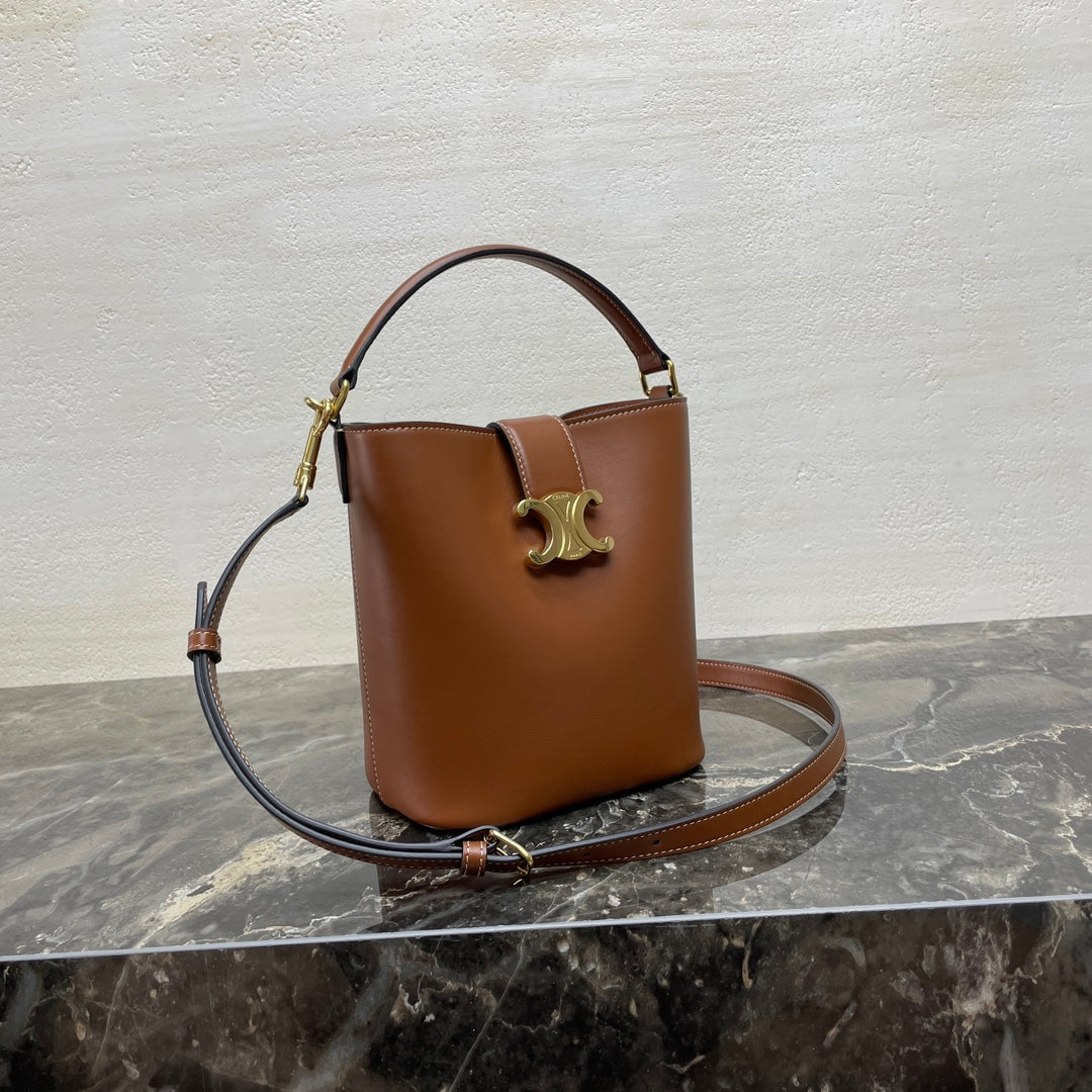 CELINE MINI 19 LOUISE BAG IN BRONZE BROWN SMOOTH CALFSKIN