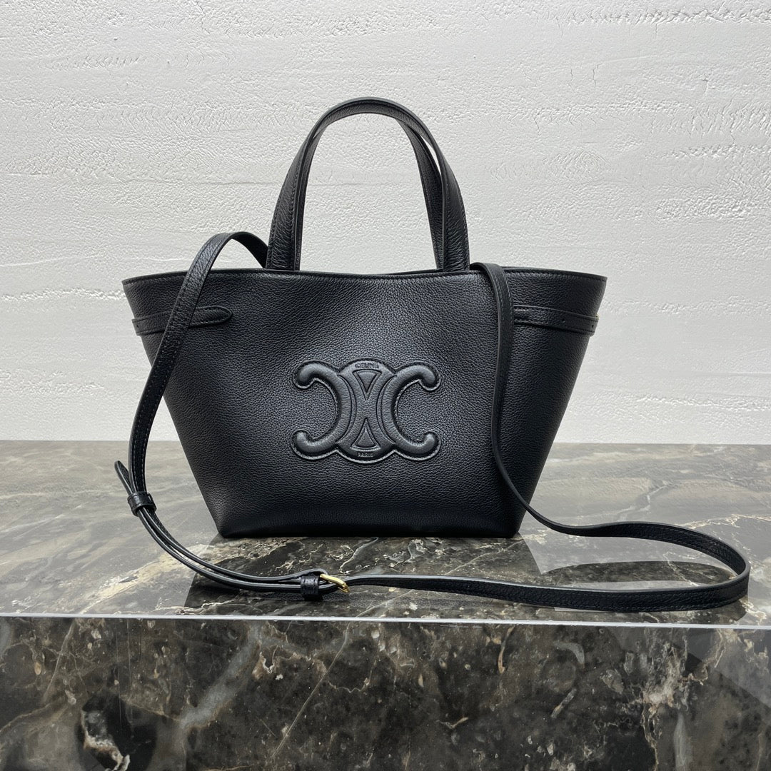 CELINE MINI CABAS ANAÏS CUIR TRIOMPHE 21 IN BLACK GRAINED CALFSKIN