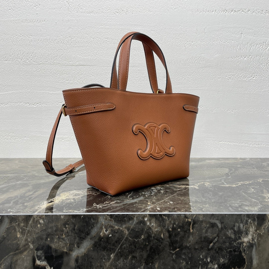 CELINE MINI CABAS ANAÏS CUIR TRIOMPHE 21 IN BRONZE ORANGE GRAINED CALFSKIN
