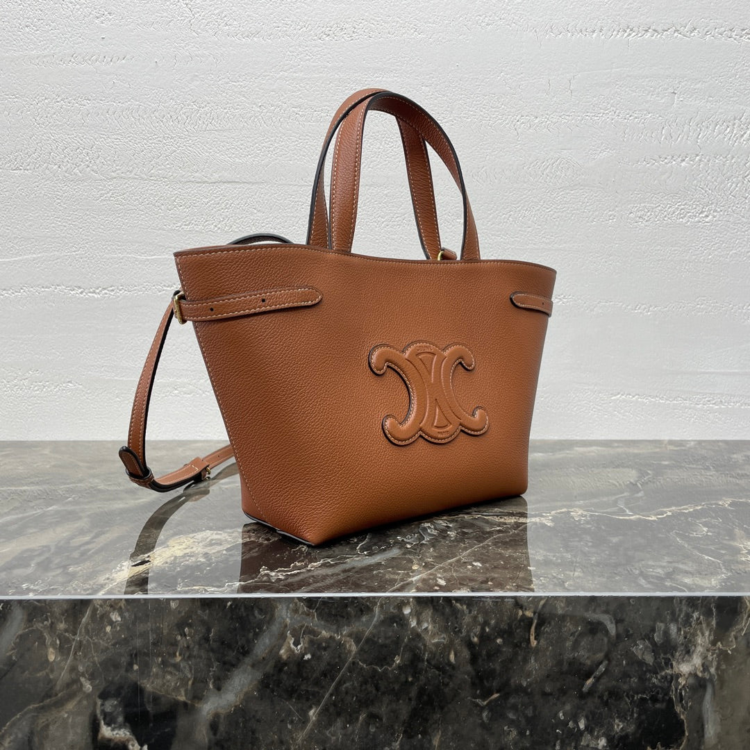 CELINE MINI CABAS ANAÏS CUIR TRIOMPHE 21 IN BRONZE ORANGE GRAINED CALFSKIN
