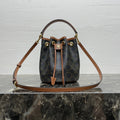 CELINE CLARA BAG 19 IN BLACK TRIOMPHE CANVAS AND BROWN CALFSKIN TRIM