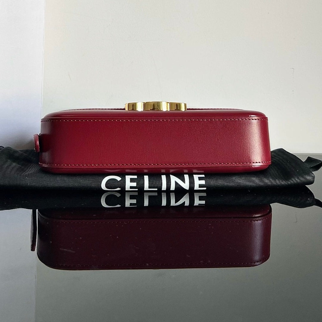 CELINE TRIOMPHE 20  BURGUNDY RED CALFSKIN