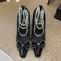 CHANEL HIGH HEEL 8 CM IN BLACK CALFSKIN WITH PEARL CHAIN