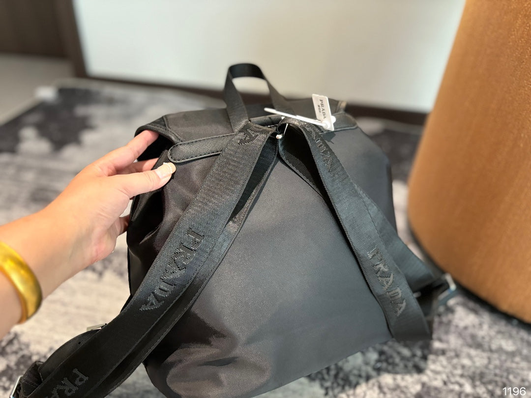 PRADA 32 BACKPACK IN BLACK RE-NYLON