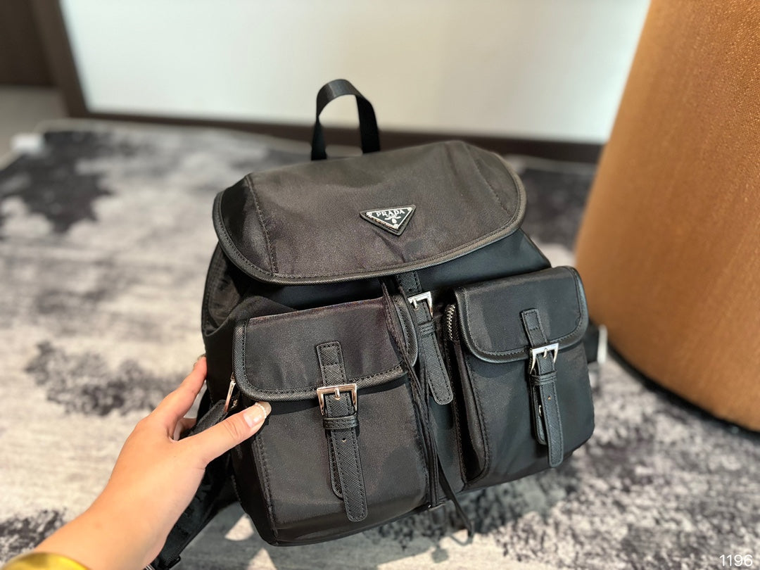 PRADA 32 BACKPACK IN BLACK RE-NYLON