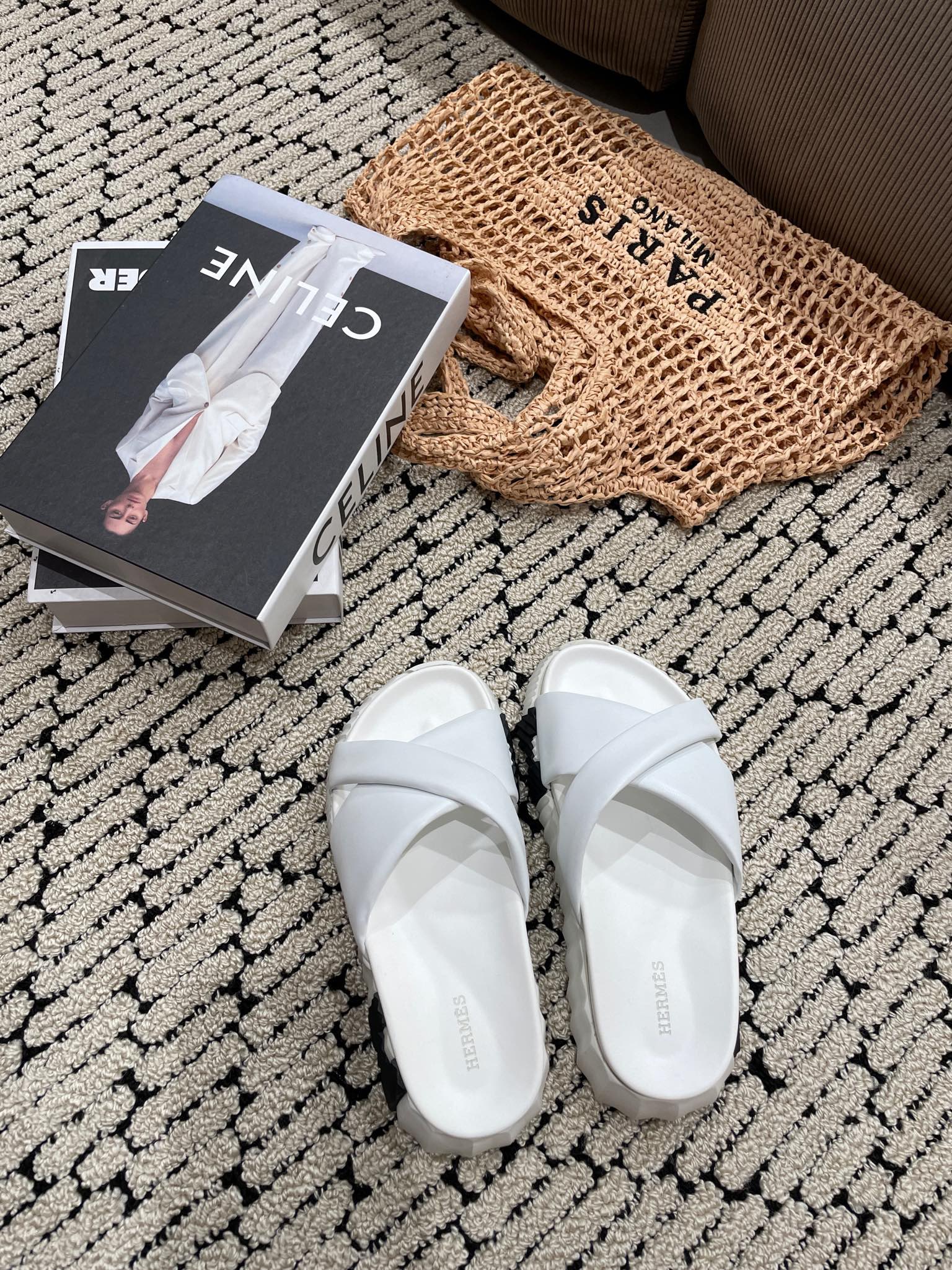 HERMES INFRA SANDAL WHITE CALFSKIN