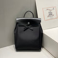 HERMES HERBAG A DOS ZIP RETOURNE BACKPACK 29 IN BLACK CANVAS AND CALFSKIN