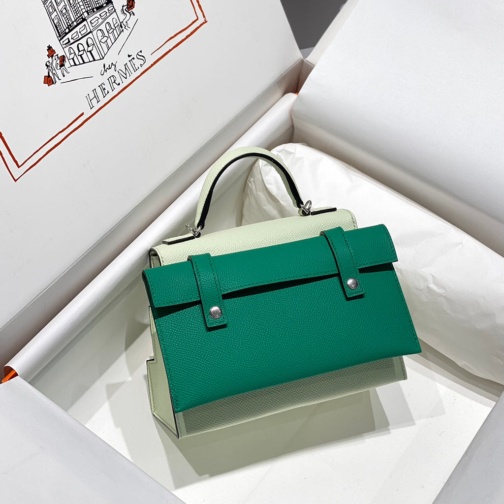HERMES KELLY DOLL 18 IN LIGHT GREEN CALFSKIN