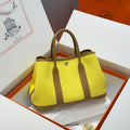 HERMES GARDEN PARTY 30CM IN YELLOW TOILETS COTTON CANVAS AND BEIGE MARFA CALFSKIN