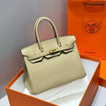 HERMES 25S  BIRKIN 30 IN CROMWELL GRAY CALFSKIN GOLD HARDWARE