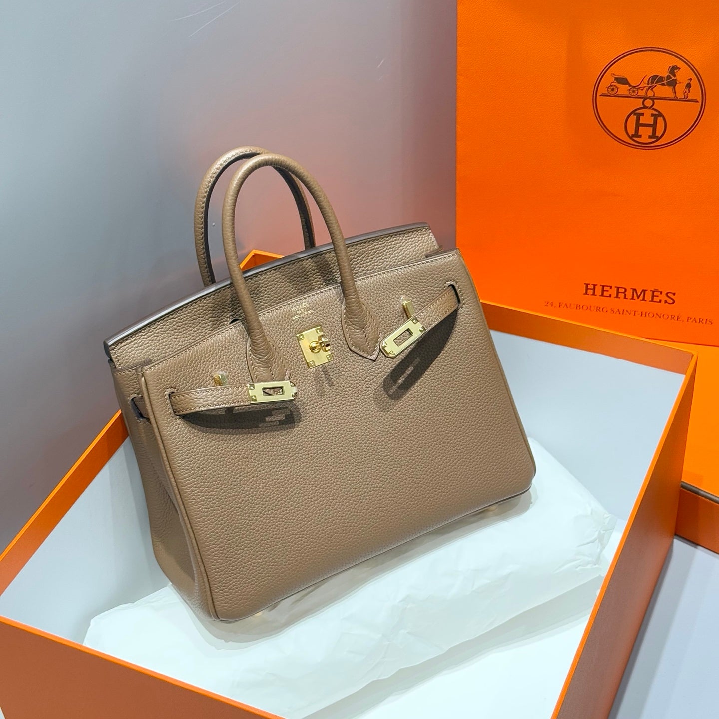 HERMES 25S  BIRKIN 25 IN DARK BROWN CALFSKIN GOLD HARDWARE