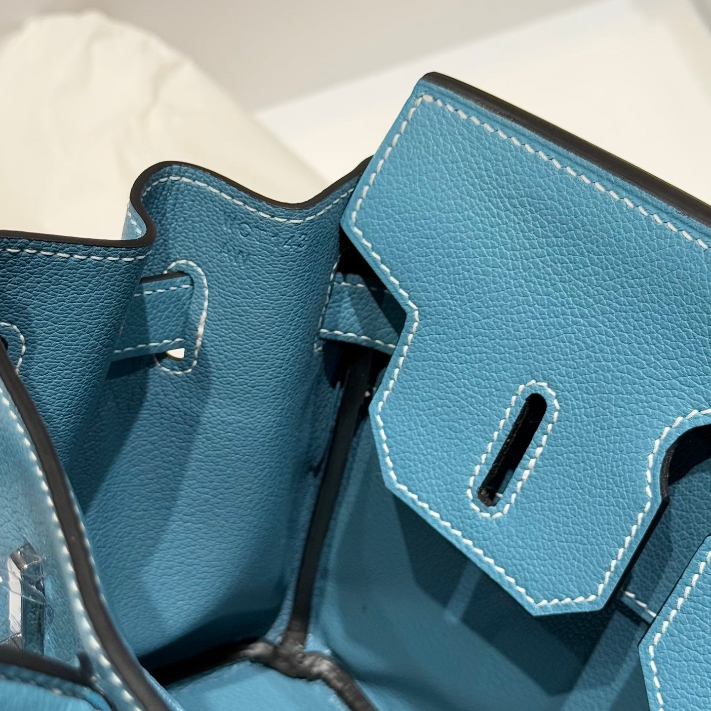 HERMES 25S SHOULDER BIRKIN 29 IN DENIM BLUE CALFSKIN SILVER HARDWARE