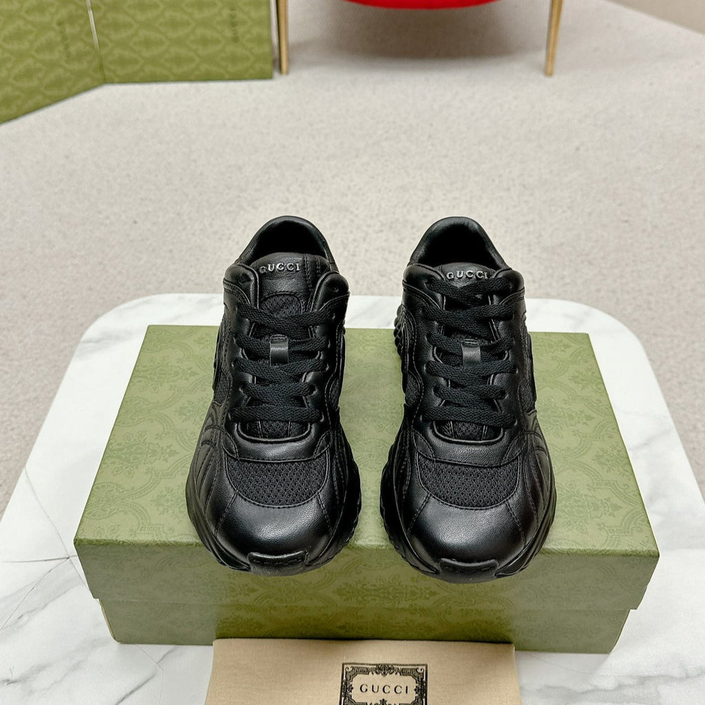 GUCCI RIPPLE TRAINER BLACK LAMBSKIN