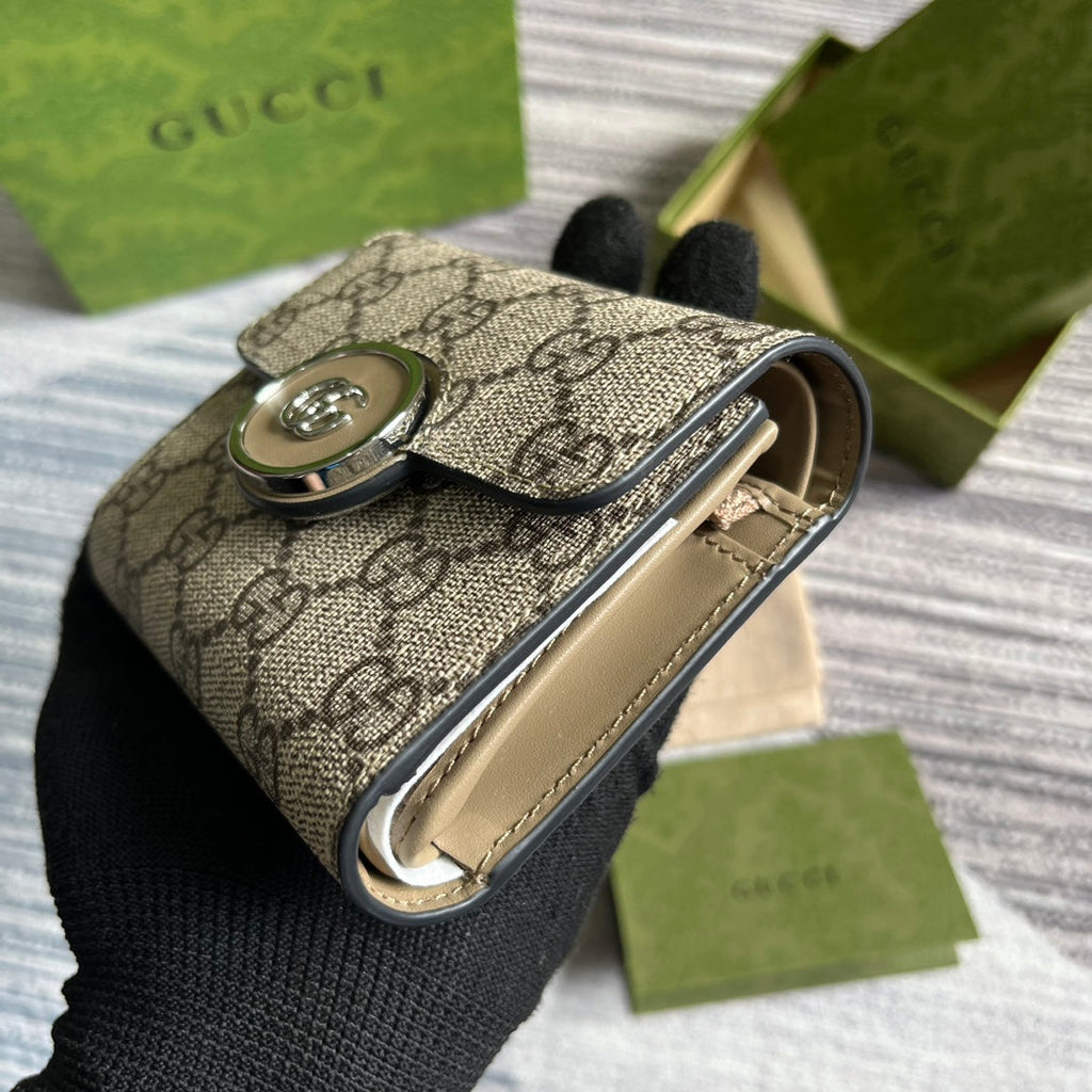 GUCCI MINI WALLET 11 IN BEIGE MIX BROWN CANVAS