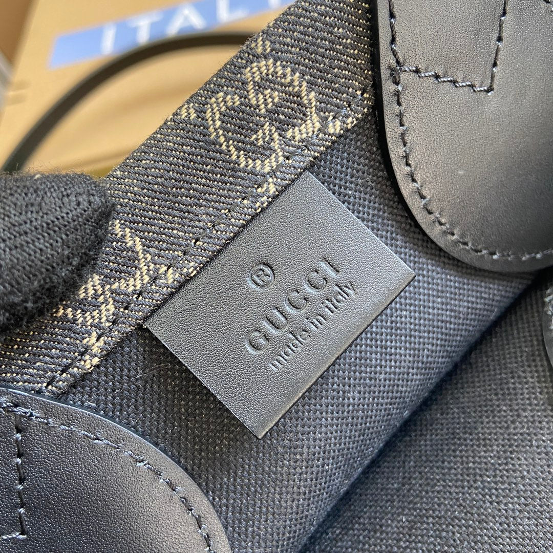 GUCCI OPHIDIA  27 MEDIUM TOTE BAG BLACK DENIM