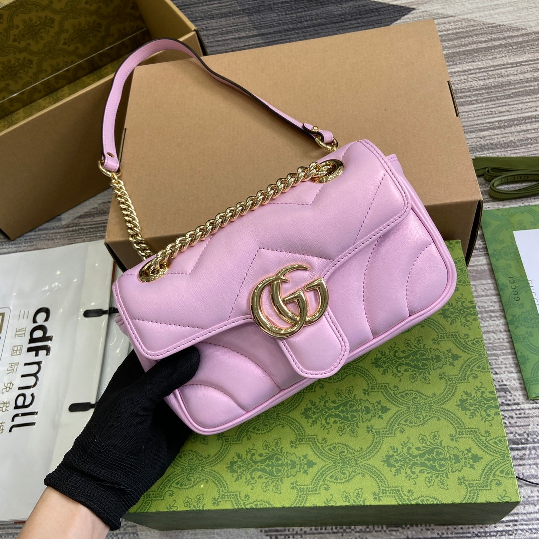 GUCCI MARMONT 23 SMALL SHOULDER BAG LIGHT PINK CALFSKIN
