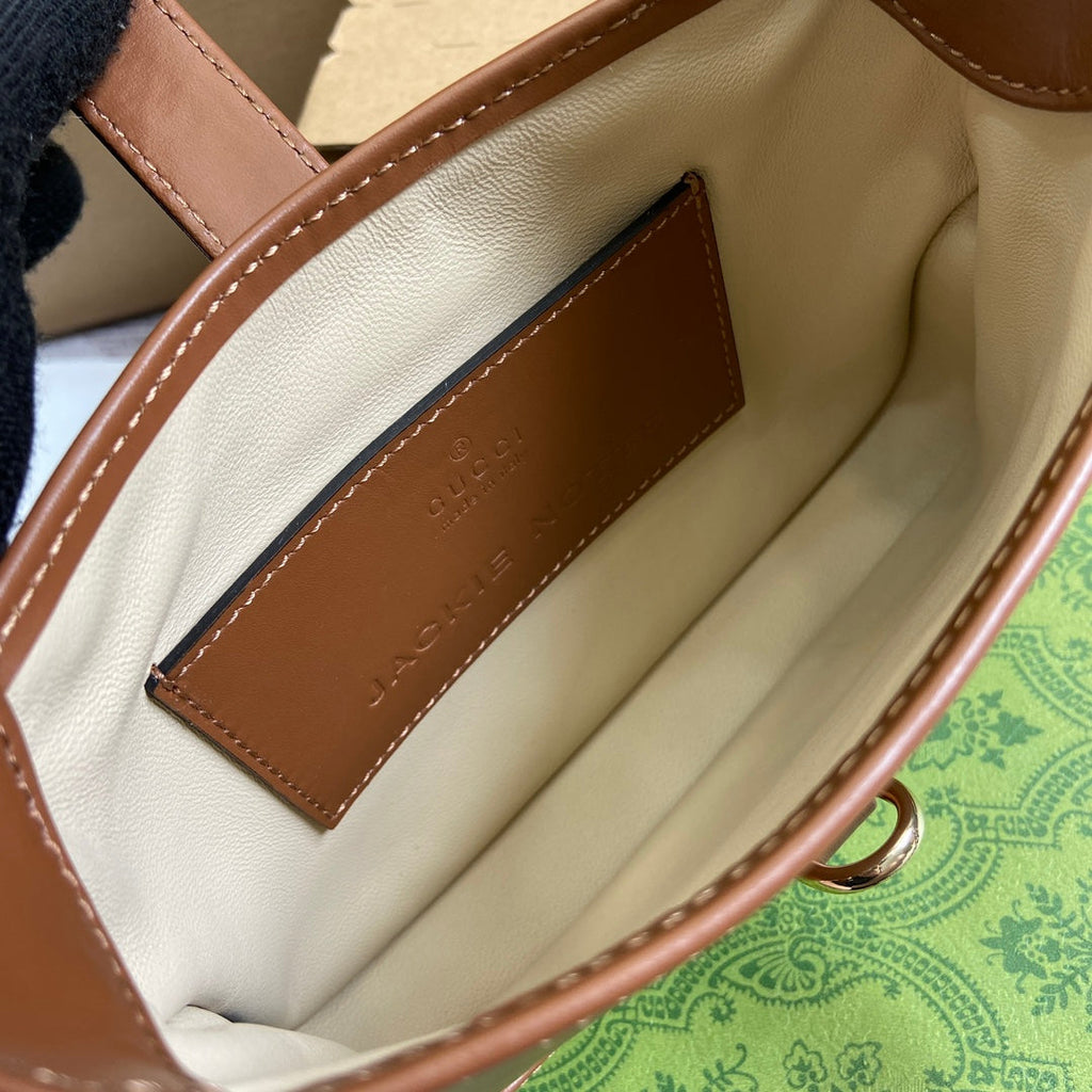 GUCCI JACKIE NOTTE MINI BAG 19 IN TAWNY BROWN CALFSKIN GOLD HARDWARE