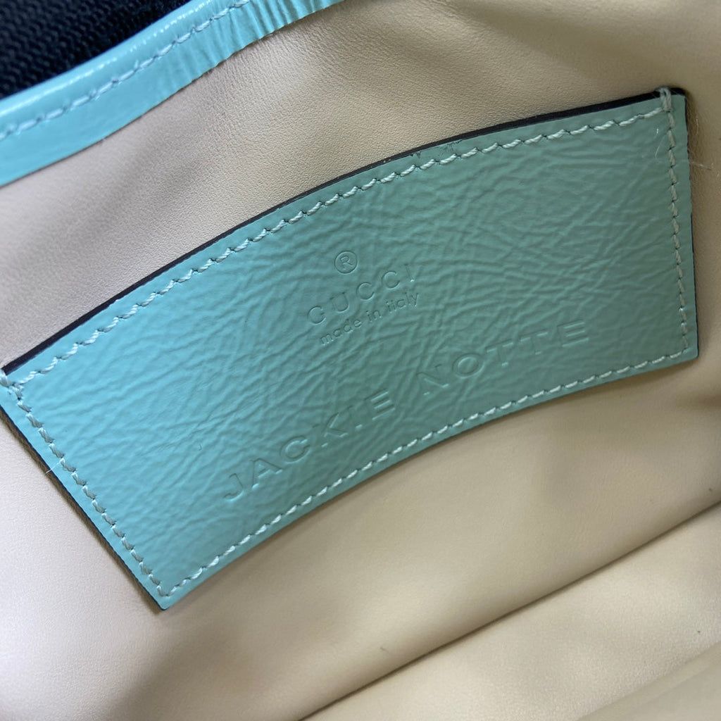 GUCCI JACKIE NOTTE MINI BAG 19 IN MINT GREEN CRACKED LACQUER CALFSKIN GOLD HARDWARE