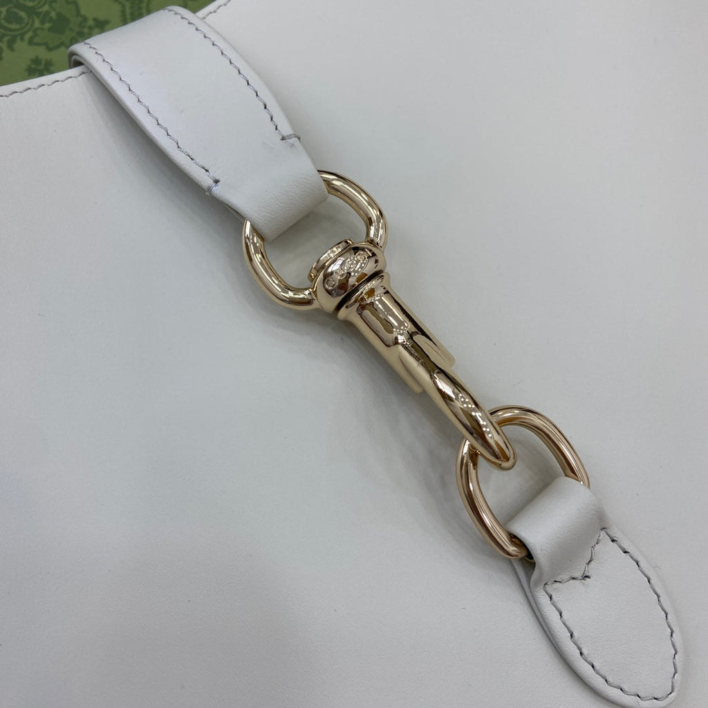 GUCCI JACKIE MEDIUM SHOULDER BAG 35 IN WHITE CALFSKIN GOLD HARDWARE