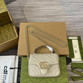 GUCCI MARMONT 13 MINI TOP HANDLE BAG WHITE CALFSKIN