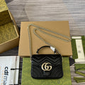 GUCCI MARMONT 13 MINI TOP HANDLE BAG BLACK CALFSKIN