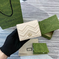 GUCCI MARMONT CARD CASE 11 IN BEIGE CALFSKIN
