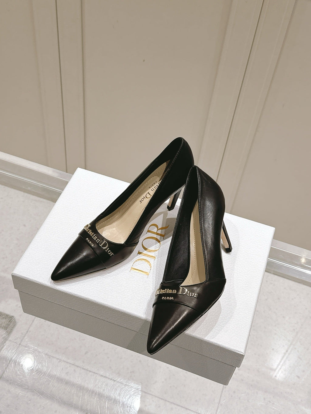 DIOR MY DD 25S POINTED TOE PUMP 50MM IN BLACK CALFSKIN