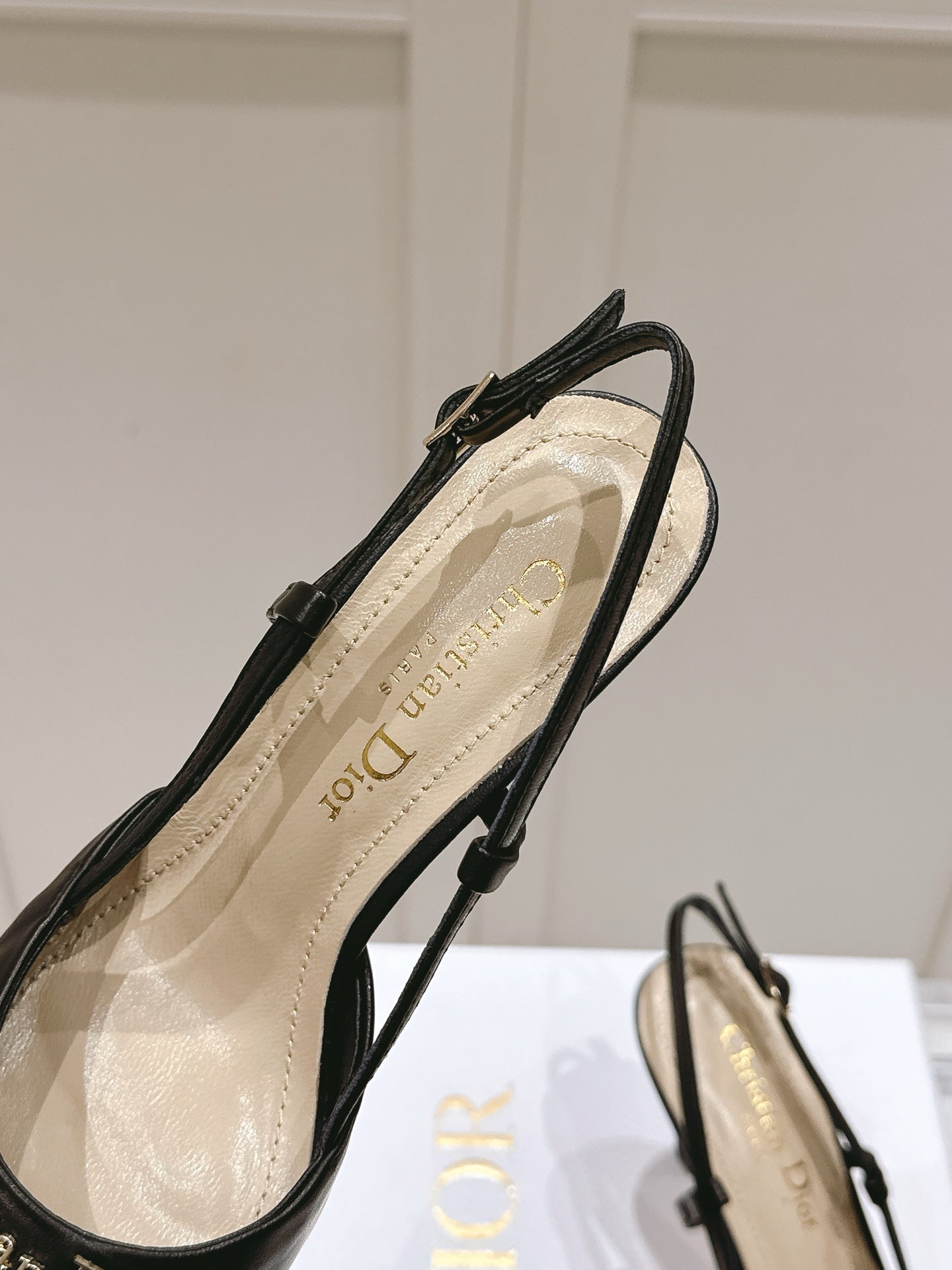 DIOR MY DD 25S SLINGBACK PUMP 50MM IN BLACK CALFSKIN