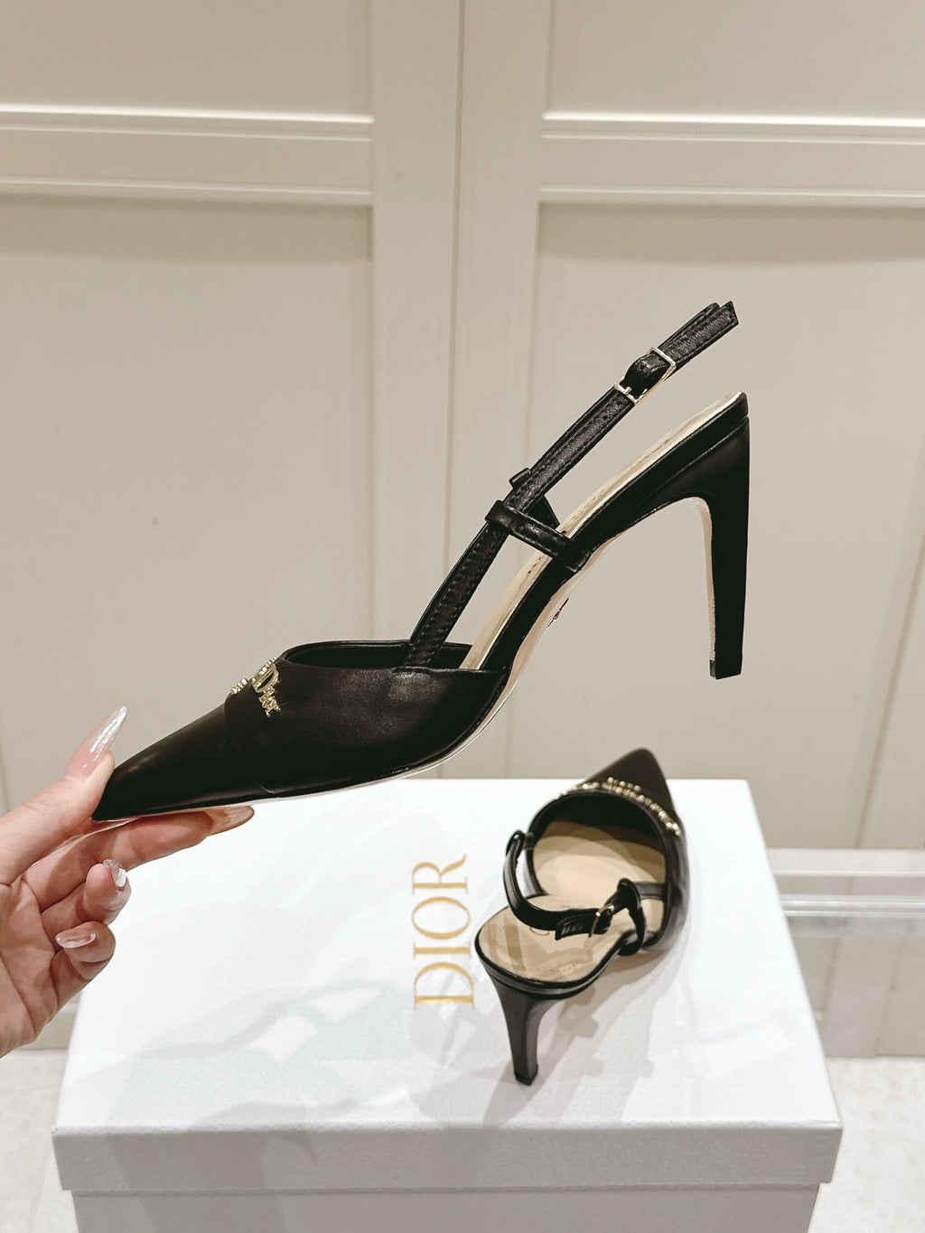 DIOR MY DD 25S SLINGBACK PUMP 50MM IN BLACK CALFSKIN