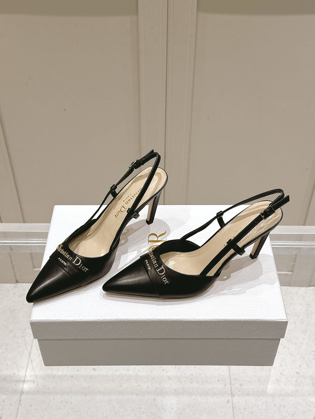 DIOR MY DD 25S SLINGBACK PUMP 50MM IN BLACK CALFSKIN